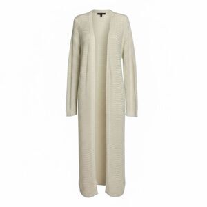 By Design Open Front Longline Side Slit Knit Duster Cardigan Ivory Size Medium